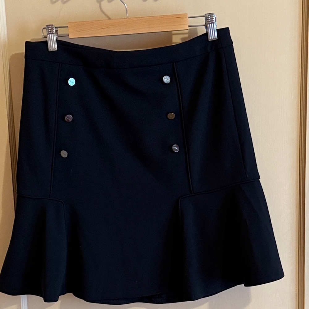 DKNY Black Mini Skirt with Button Detail